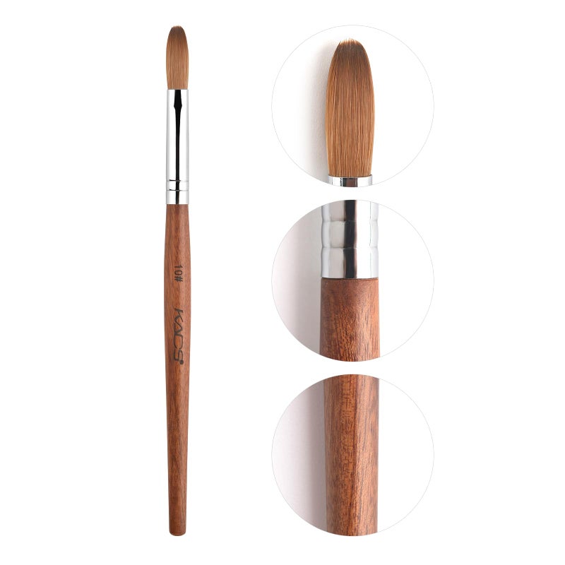 Rolabling Nail Brush Kolinsky Sable Acrylic Nail Art Brush Professional Red Wooden Nail Brush (10#) - Image 1